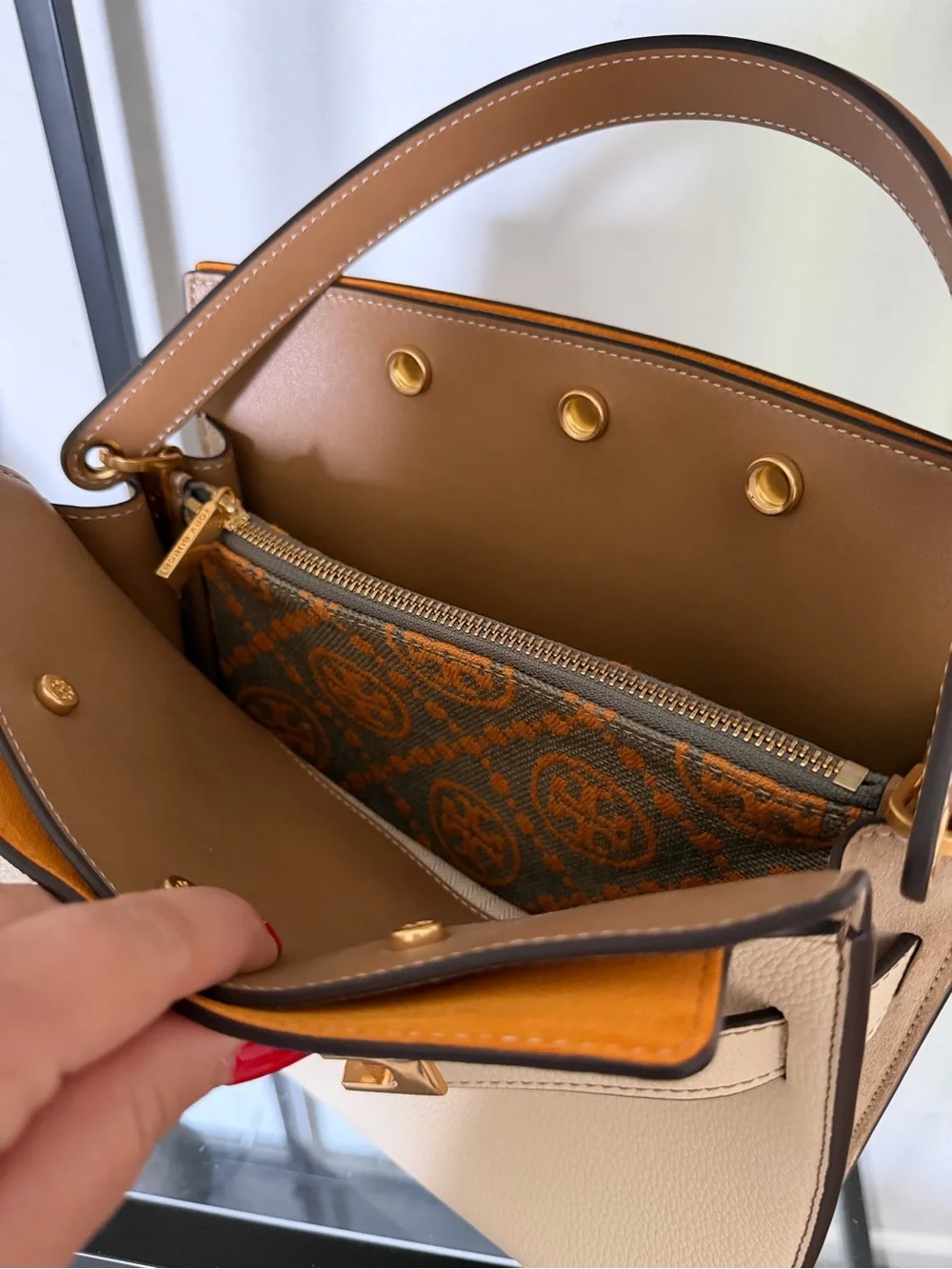 Tory Burch Lee Radziwill Pebbled Small Double Bag